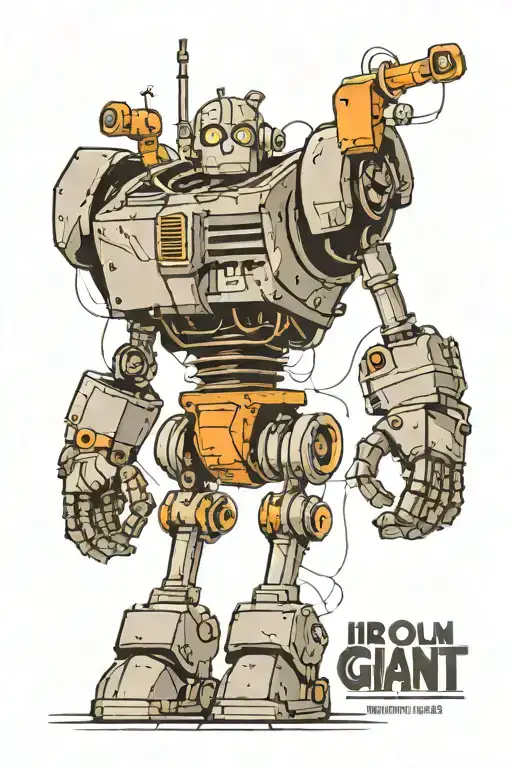 A tattoo design inspired by The Iron Giant movie, incorporating elements of industrial supply sales operations tattoo design idea