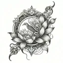 Broken Chains at the Base, Phoenix Rising Above, Fractured Mirror Reflection, Lotus Flower Blooming tattoo design idea