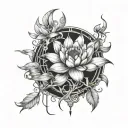 Broken Chains at the Base, Phoenix Rising Above, Fractured Mirror Reflection, Lotus Flower Blooming tattoo design idea