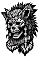 Aztec tribal tattoos with skulls, crosses and jaguar warrior arm sleeve tattoo design idea