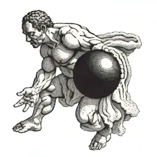 sisyphus pushing a rock tattoo design idea