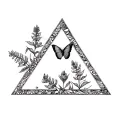 Penrose triangle frame: bitterroot, mourning cloak butterfly on lupine, and Indian paintbrush tattoo design idea