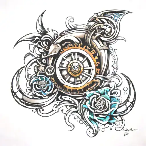 Turbo charged 3D tattoo design idea