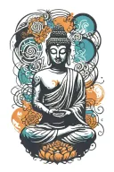 Buddha meditating tattoo design idea
