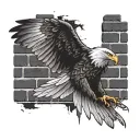 a eagle going through a brick wall tattoo design idea