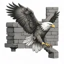 a eagle going through a brick wall tattoo design idea