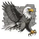 a eagle going through a brick wall tattoo design idea