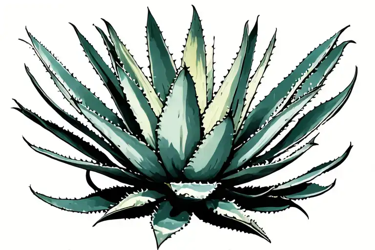 Agave plant centered tattoo design idea