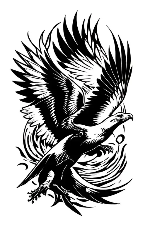 sea lion and eagle soaring tattoo design idea