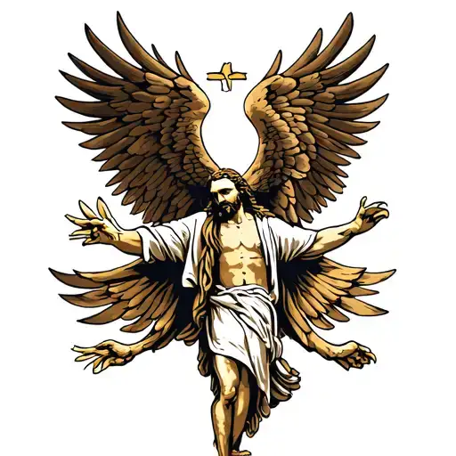 jesus and eagle's wings morphing tattoo design idea