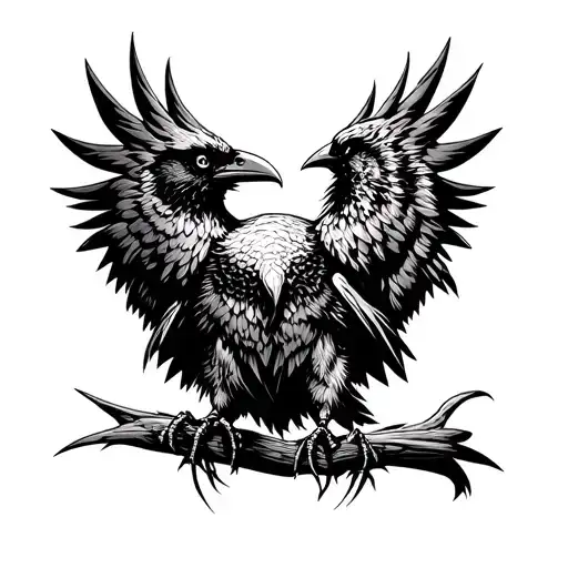 angry evil crow tattoo design idea