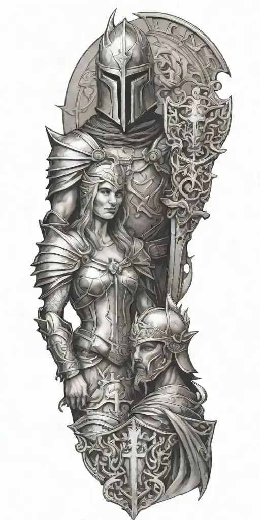 inarius and lilith diablo iv crusader knight tattoo design idea