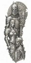 inarius and lilith diablo iv crusader knight tattoo design idea