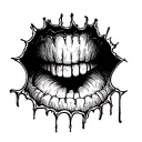 "PSYCHOPATH " a tear in the skin revealing this phrase  tattoo design idea