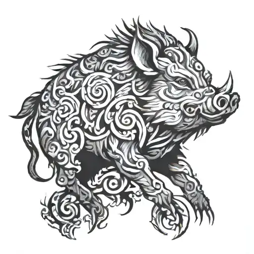 wild boar tattoo design idea