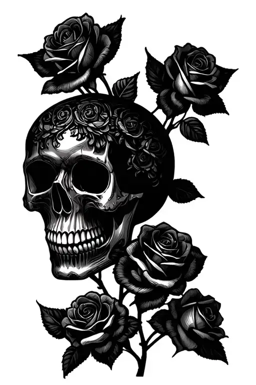 skull and roses memorial  Melysa McDaniel 4-19-77    10-23-23  tattoo design idea