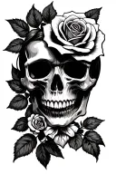 skull and roses memorial  Melysa McDaniel 4-19-77    10-23-23  tattoo design idea