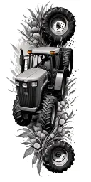 john deere tractor surrounded tattoo design idea