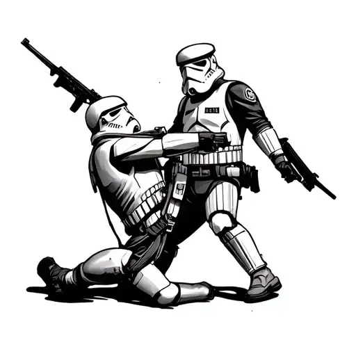 Imperial stormtrooper kicks Russian policeman in the chest tattoo design idea