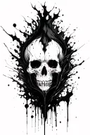 dark abstract, expressive blackwork, raw brush strokes cyber gothic ornamental, black ink tattoo design idea