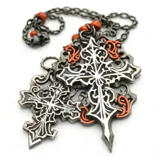 Black Lightning cross necklace tattoo design idea