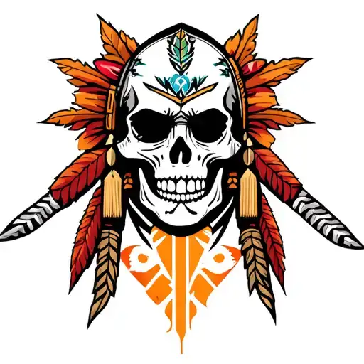 taino warrior skull wearing realism style tattoo tattoo design idea