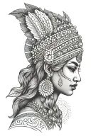 Indian lady head tattoo design idea