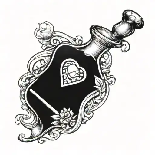 love potion bottle tattoo design idea