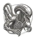 Xenomorph shows the middle finger tattoo design idea