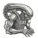 Xenomorph shows the middle finger tattoo design idea