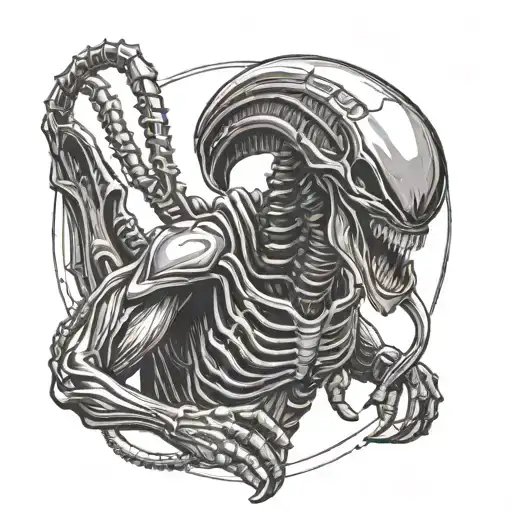 Xenomorph shows the middle finger tattoo design idea