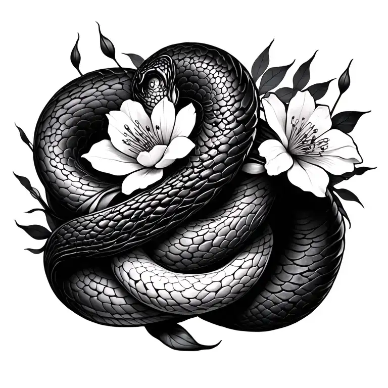 leilani flowers year of the snake wrapped tattoo design idea