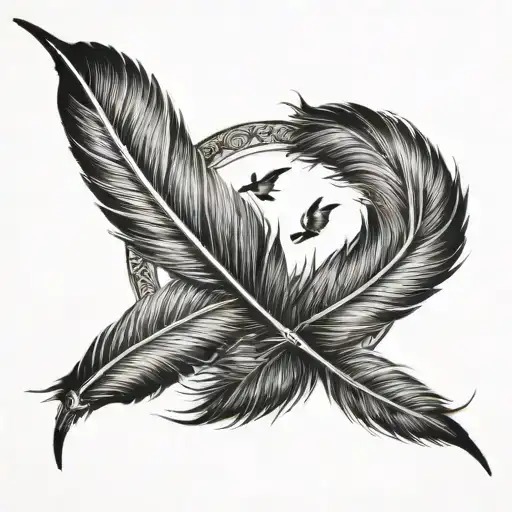 feather infinity symbol flying birds   tattoo design idea