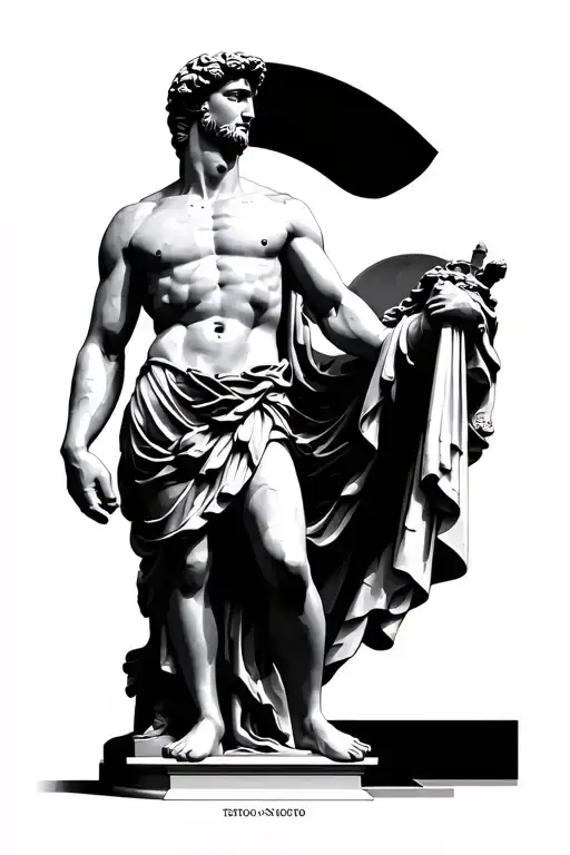 caesar statue standing tattoo design idea