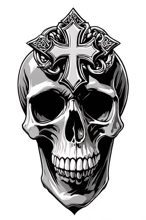 skull and Irish cross tattoo design idea