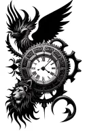 Maori, Gemini sign, Greek clock, celestial angel, warrior, lion, thorn, gear, Gothic tattoo design idea