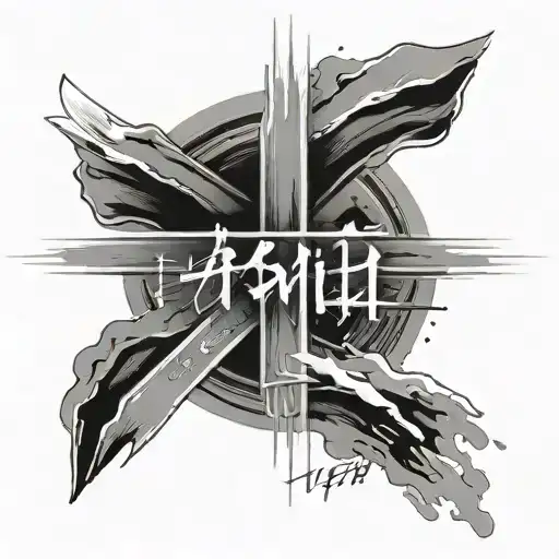 japanese brush stroke cross with words Isaiah 41:13 included tattoo design idea