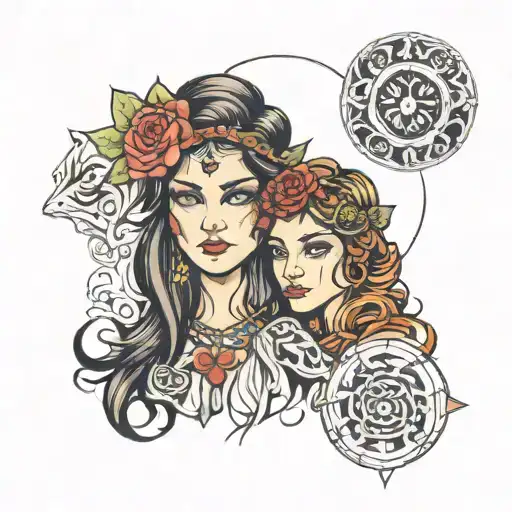 2 girls 1 boy miracle irish gypsy tattoo design idea