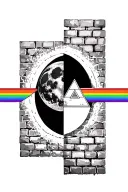pink floyd brick wall and moon and pyramid prism merged together tattoo design idea