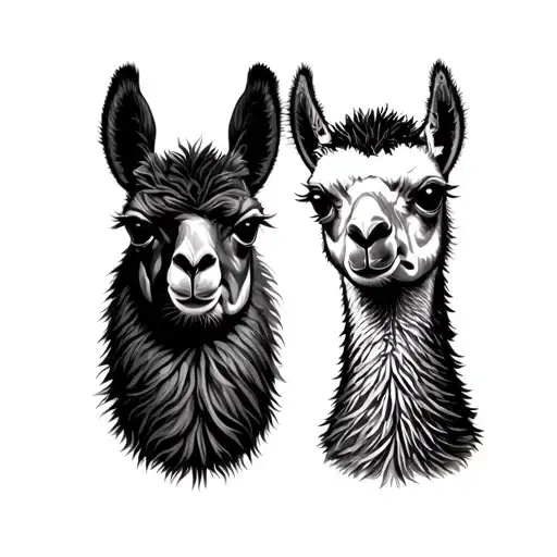 llama and emu tattoo design idea