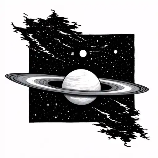avicii, saturn and growing moon tattoo design idea