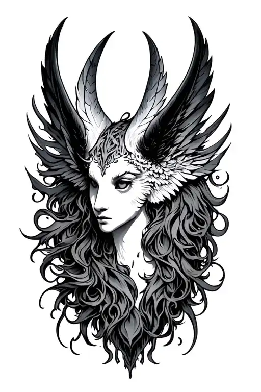 Irish banshee mythical creature tattoo design idea