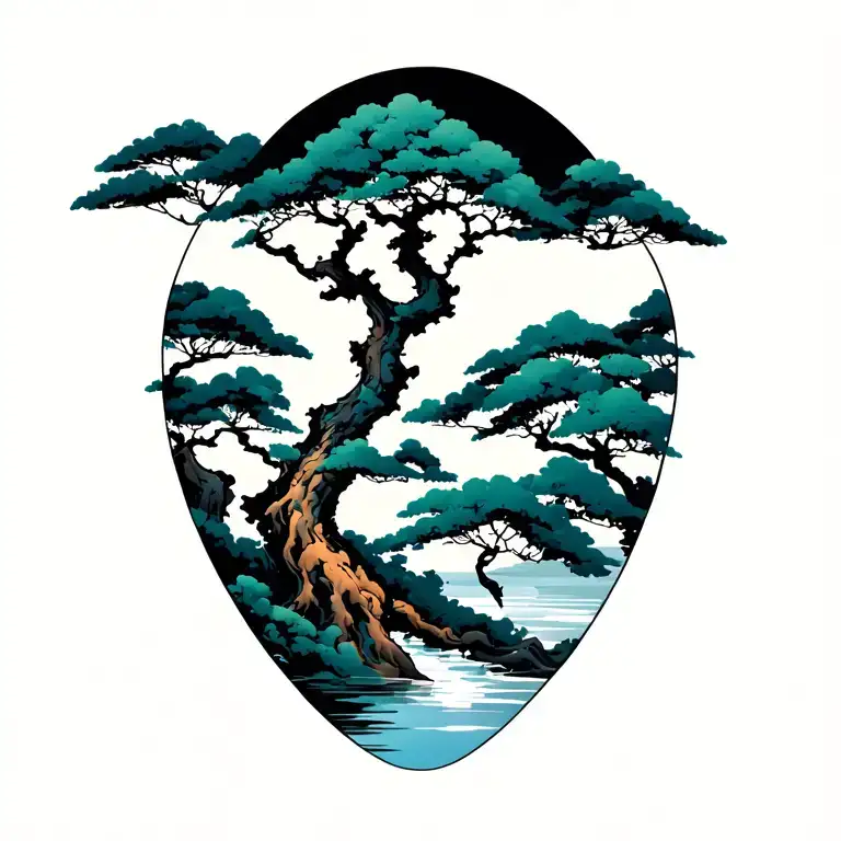 nature elements like trees tattoo design idea