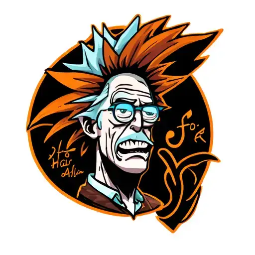 rick sanchez headshot looking tattoo design idea