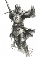 Templar knight with a sword tattoo design idea