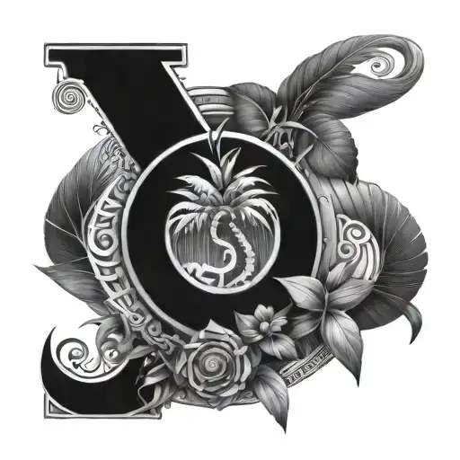 tropics, engineering blueprints, and kids initials v,d,o intertwined  tattoo design idea