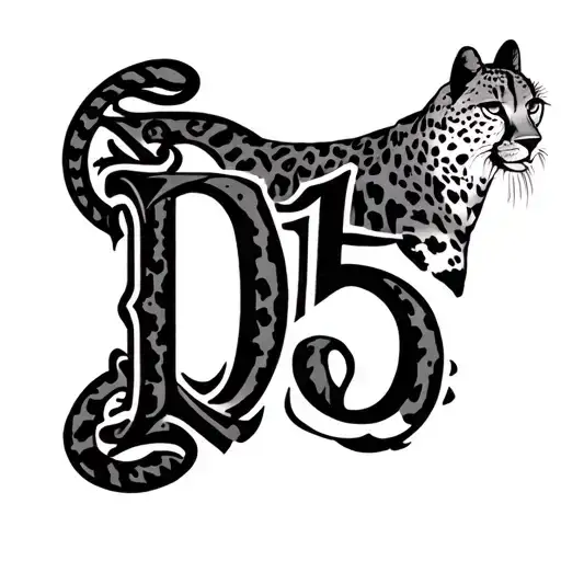 cheetah print with d15 initials intertwined tattoo design idea