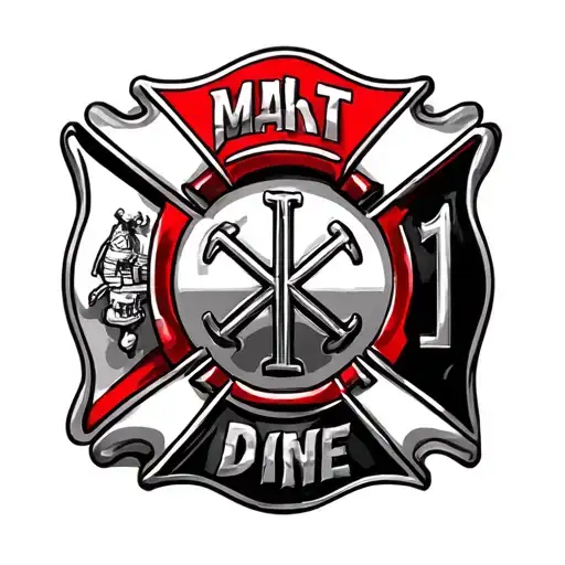 firefighter Maltese cross red line flag intertwined tattoo design idea