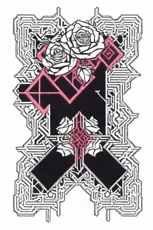 roses cross tattoo design idea