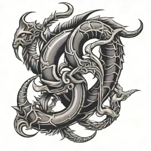 Scorpio and Capricorn symbol intertwined tattoo design idea